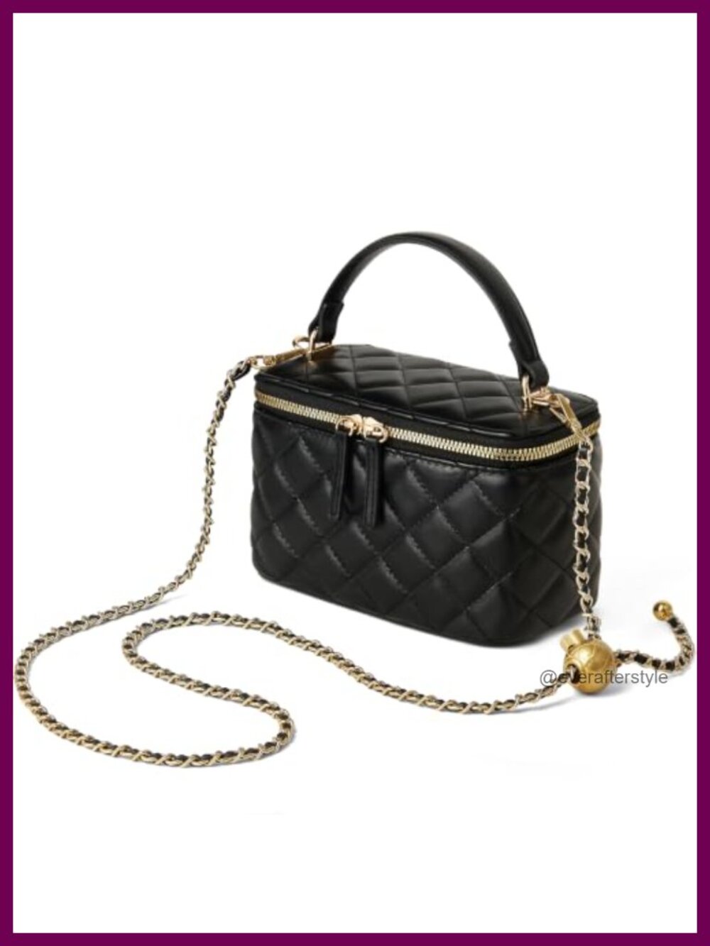 Small Quilted Vegan Leather Box Crossbody Purse Top Handle Bag